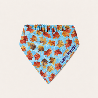 Autumn Leaves Dog Bandana — Yellow Reverse, shown on its own
