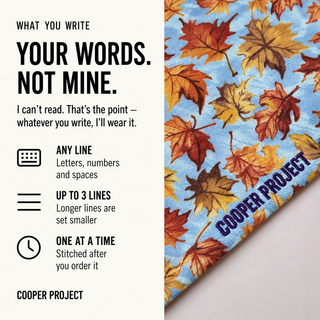 Autumn Leaves Dog Bandana — Yellow Reverse: three lines of your own words, stitched