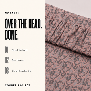 How the Blush Floral Dog Bandana goes on: over the head, no knots
