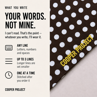 Brown Polka Dot Dog Bandana: three lines of your own words, stitched