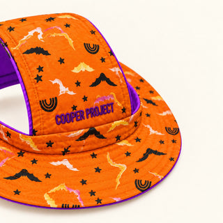 The Flying Ghosts Dog Bucket Hat from the front, brim and ear openings
