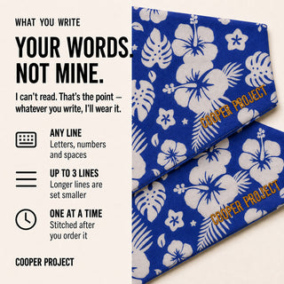 Hawaii Dog Bandana: three lines of your own words, stitched