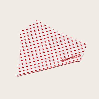 Hearts Dog Bandana — Red Reverse, shown on its own