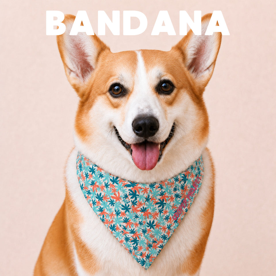 A corgi wearing the Hemp Leaf Dog Bandana
