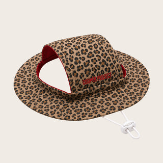 Leopard Dog Bucket Hat — Red Lining, shown on its own