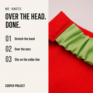 How the Sage Dog Bandana — Raspberry Reverse goes on: over the head, no knots