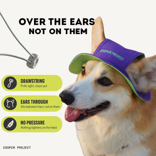 How the Violet Dog Bucket Hat — Sage Lining sits: over the ears, not on them