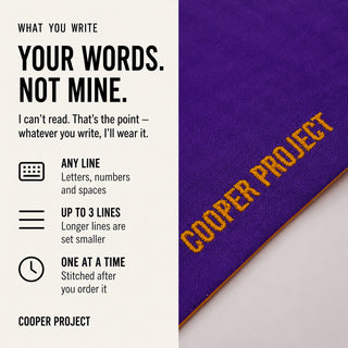Violet Dog Bandana — Sage Reverse: three lines of your own words, stitched